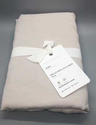 Pottery Barn (1) Belgian Flax Linen KING Pillow Sham Rosewater NWT 20x36-image
