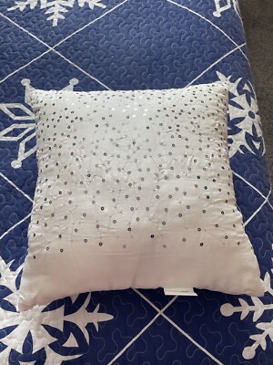 Madison Park Decorative Pillow White with Silver Sequins-image