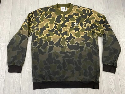 ADIDAS men's Large dip dye fade camo sweatshirt skate street logo sewn-image