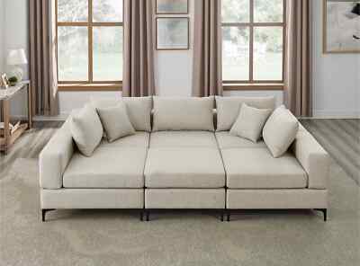 Stylish 6-Piece Upholstered Sectional: Elevate Your Living Space-image