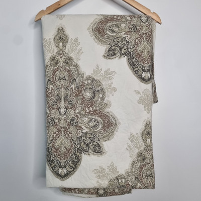 Pottery Barn Serrano Medallion Duvet Cover Queen Full Ivory Gray Brown FLAW-image