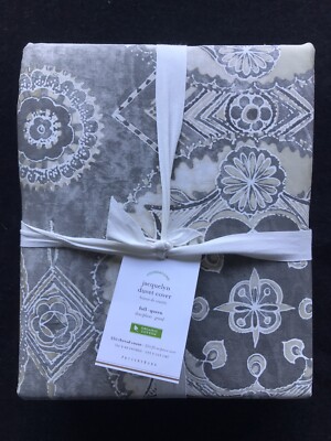 POTTERY BARN JACQUELYN FULL / QUEEN DUVET W/ 2 STANDARD SHAMS NEW W TAGS GRAY-image