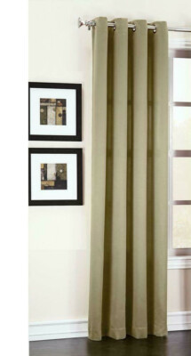 Sun Zero Semi-Opaque Taupe Gregory Room Darkening Grommet Top Curtain Panel, 54 -image