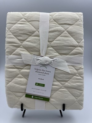 New (1) Pottery Barn Belgian Flax Linen Diamond Sham Standard Classic Ivory-image