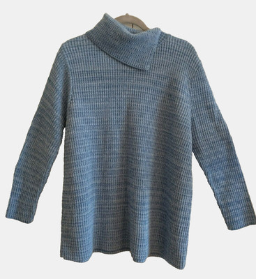 Bobbie Brooks Dip-Dyed Sweater Split Cowl Neck Long Sleeve Stretch Blue - XL-image