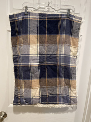 Pottery Barn Teen Jones   ASPEN Plaid Sherpa Standard Sham Faded Navy #9283-image