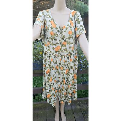 Fall Dress Adorned with Oranges. Dip Organic Cotton Summer Dress with Pockets.-image