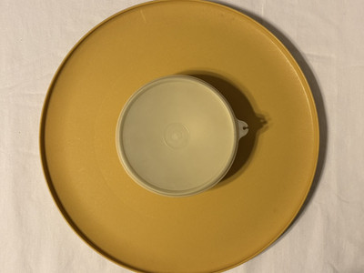 Vintage Tupperware 492-3 Dip-n-Serve Chip and Dip/Veggie Server Tray Bowl & Lid-image