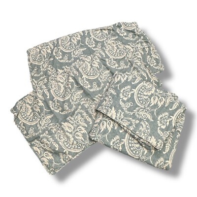 Pottery Barn Alessandra Scroll King Duvet Linen Cotton Blend +2 King Shams-image