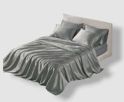 Madison Park Essentials Silver Satin Luxury 6-Piece Sheet Set-image