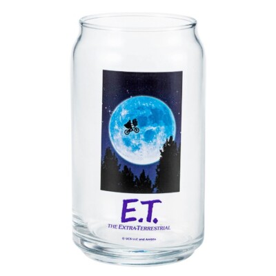 E.T. THE EXTRA-TERRESTRIAL Moon Bicycle Can Shaped Glass Universal City Studios-image