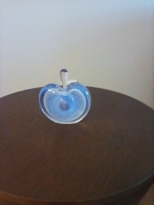 GLASS ACT STUDIO art Glass Perfume Bottle Blue Swirl With Stopper heart shaped-image