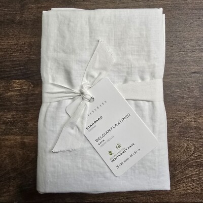 POTTERY BARN BELGIAN FLAX LINEN SHAM ~ STANDARD ~ WHITE-image