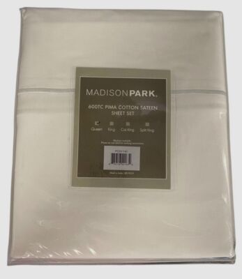 Madison Park White 600 Thread Count Sateen 4-Pc. Sheet Set Size Queen-image