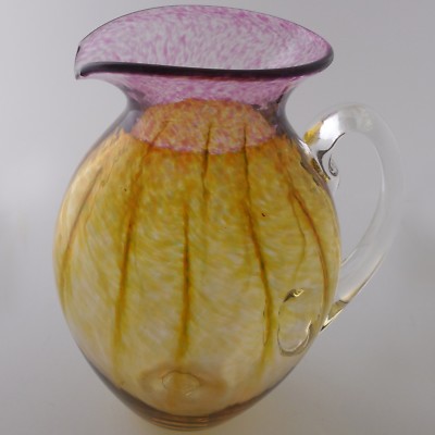 FINE British Studio Art Glass Pitcher Jeff Walker Robin Smith — Signed & Dated-image