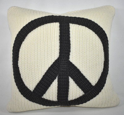 Pottery Barn Knit Applique Peace Symbol 18