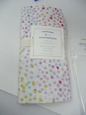 Pottery Barn Kids Baby Multi Dot Polka Dot crib sheet Rainbow Organic -image