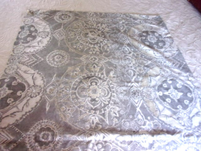 Pottery Barn Jacquelyn Gray, Tan, White Floral/Medallion Print Euro Shams--2-image