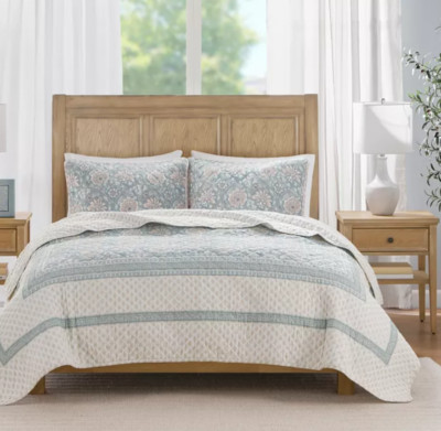 Addison Park Cotton Reversible Willa Floral 3 Pc Quilt Set, KING - $130-image