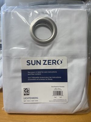 Sun Zero Lichtenbe Blackout Energy Efficient Grommet Curtain Panel 50 x 84 White-image