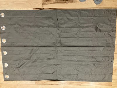 Sun Zero mocha/white blackout curtains. Panels measure 40`1/4