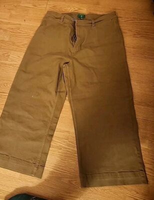 Dip Wide Leg Pants Plus size 16 Khaki Twill  Belt Loops Pockets Cotton Cropped-image