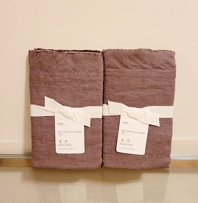 Pottery Barn Belgian Flex Linen Double Flange Euro Shams Set of 2 Fig Purple-image