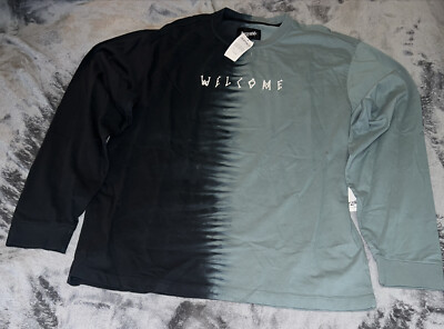 XL Welcome Chimera Black & Atlantic Dip Dye Long Sleeve T-Shirt-image