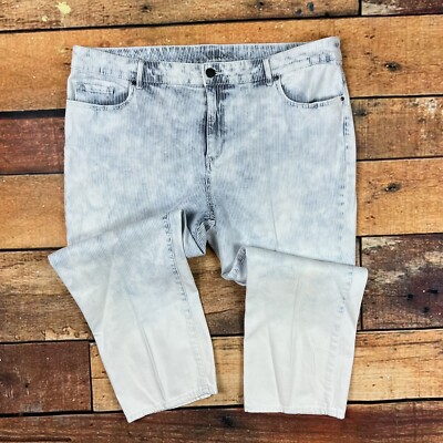 Chicos Platinum Dip-Dye Crop Jeans Size 3 Women's 16 Railroad Stripe Whitewashed-image