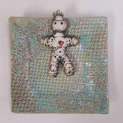 Voodoo Figure Trinket Tray Ashtray Black Magic Curio Studio Art Pottery-image