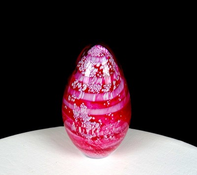 Lawrence Tuber Art Glass Signed Swirl Mottled Egg Shaped 4 1/2