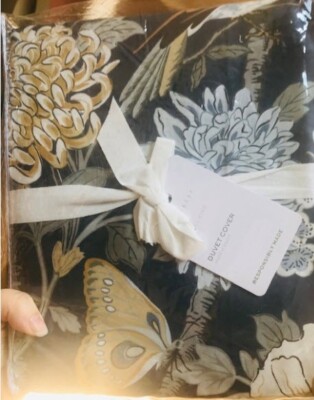 Pottery Barn Bloom Floral Duvet Cover Navy Blue King 2 King Shams Arboreal 3pc-image