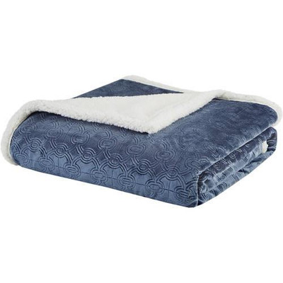 Madison Park Elma Luxury Oversized Textured Plush Throw Blue 60x70
