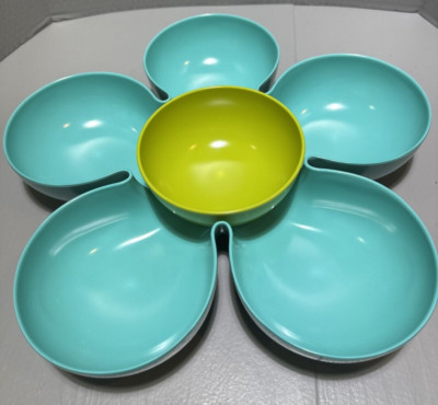 PIER 1 Chip/Dip Tray & Bowl Flower Daisy 2 Pc Retro 70s Vibe Melamine 15