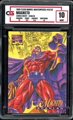 1995 Marvel Masterpieces #13 ~ CANVAS LIMITED EDITION ~ Magneto ~ GRADED CG 10-image