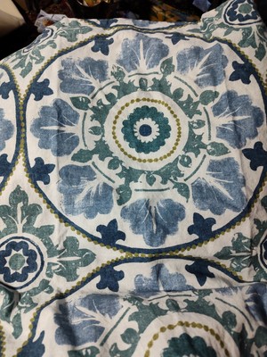 Pottery Barn Veronica Medallion King Org Cotton Blue Teal Green Sham-image