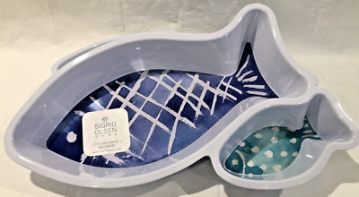SIGRID OLSEN MELAMINE School of Fish (15” divided chip/dip bowl) Large Tray NEW-image