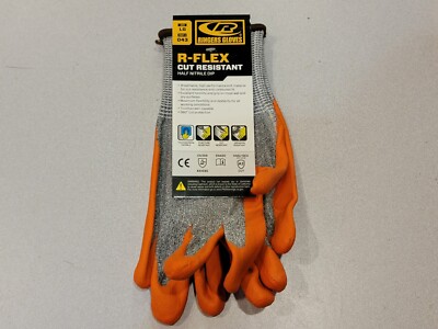 Work Gloves Ringers Cut Resist R-Flex Gloves Size LARGE Nitrile Half Dip NEW-image