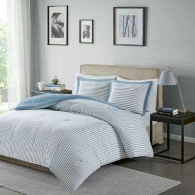 Madison Park Essentials Hayden Reversible 3-Pc. Full/Queen Comforter Blue White-image