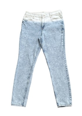 OLD NAVY Womens Size 12 Super Skinny High Rise Dip Dye Rockstar Blue Jeans-image