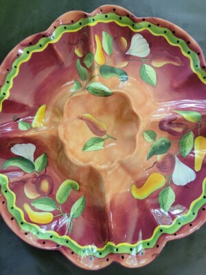 Laurie Gates LOS ANGELES Jalapeno Garlic Multicolor Large Chip/Dip Platter 16