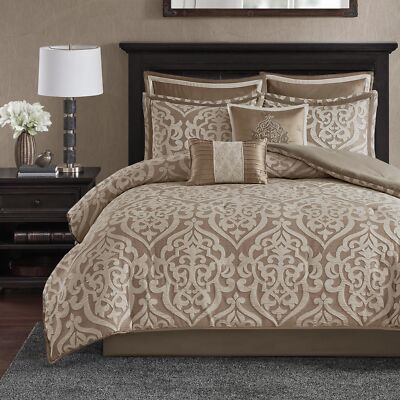 Madison Park Odette Cozy Comforter Set Jacquard Damask Medallion Design - Modern-image