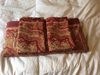 POTTERY BARN~ALICE~BOHO RED PAISLEY 100% COTTON KING DUVET COVER WITH 2 SHAMS-image