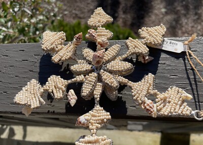 Pottery Barn VTG Christmas Ornament Snowflake  Large Seashell Nautical Themed-image