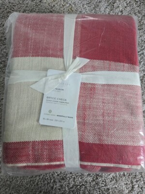 Pottery Barn Duvet Cover Full/Queen Bryce Buffalo Plaid Red Cream-image