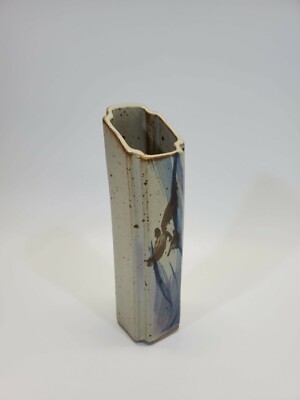 TSV Vintage RZ RL Studio Art Ceramic Stoneware Square Curved Vase Pottery EUC-image