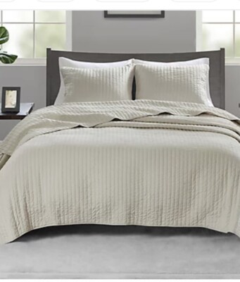 Madison Park Keaton Cream 3pc Coverlet Set King/Cal King NIP-image