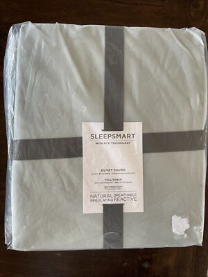 POTTERY BARN ~ SLEEPSMART TEMPERATURE REGULATING QUEEN DUVET COVER ICE BLUE-image