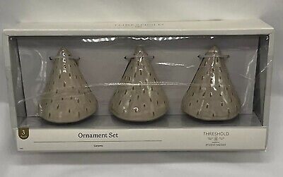 Studio McGee Ornaments Threshold Christmas Tree Bell Set 3 NEW Ceramic Beige-image