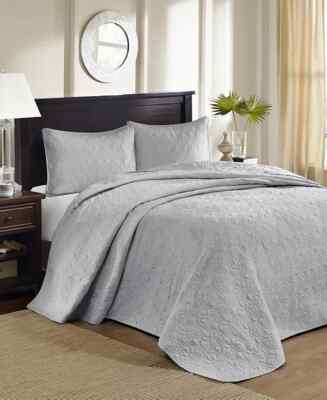 Madison Park Quebec Quilted 3-Pc. Bedspread Set - Gray - King-image